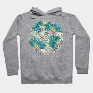 Muted Moroccan Mosaic Tiles with Palm Leaves Hoodie